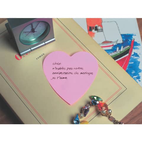 Foglietti riposizionabili colorati Post-it® Notes cubo sagomato cuore 225 ff - 2007H